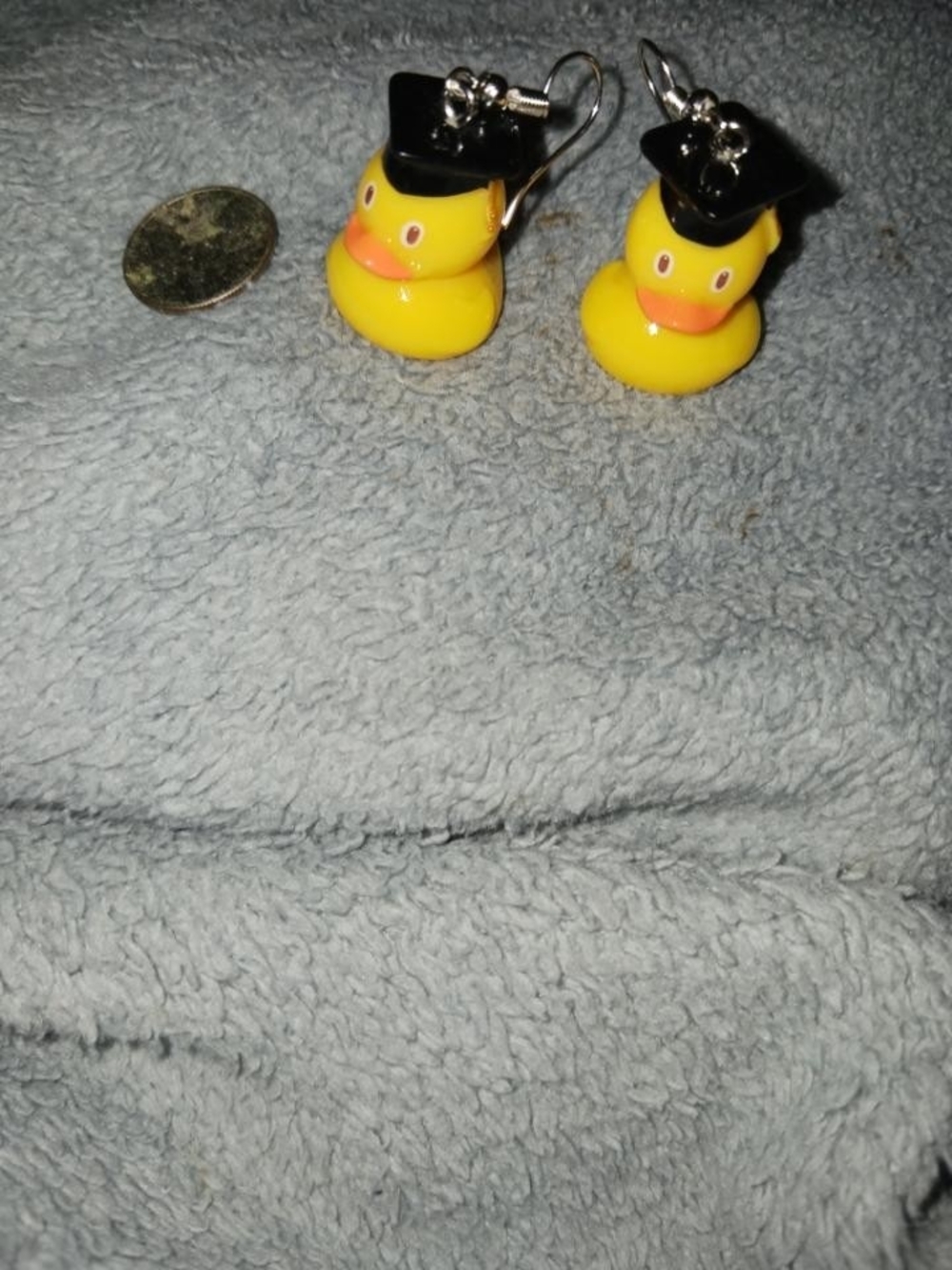 Cute Yellow Rubber Duck Graduation Dangle Earrings